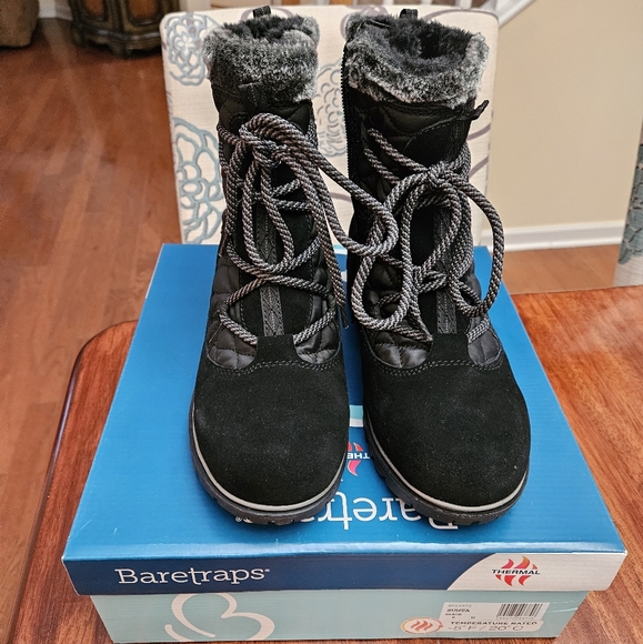 Winter snow boot women Baretraps boots, 8M. Sunta sherling quilted black fabric - Picture 1 of 4